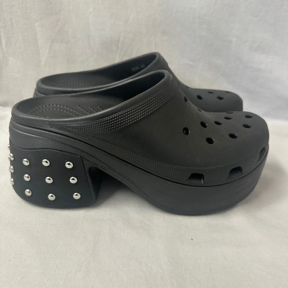 Crocs Siren Studded Platform‎ Clog Mule Black Mens Size 11 Goth Bratz